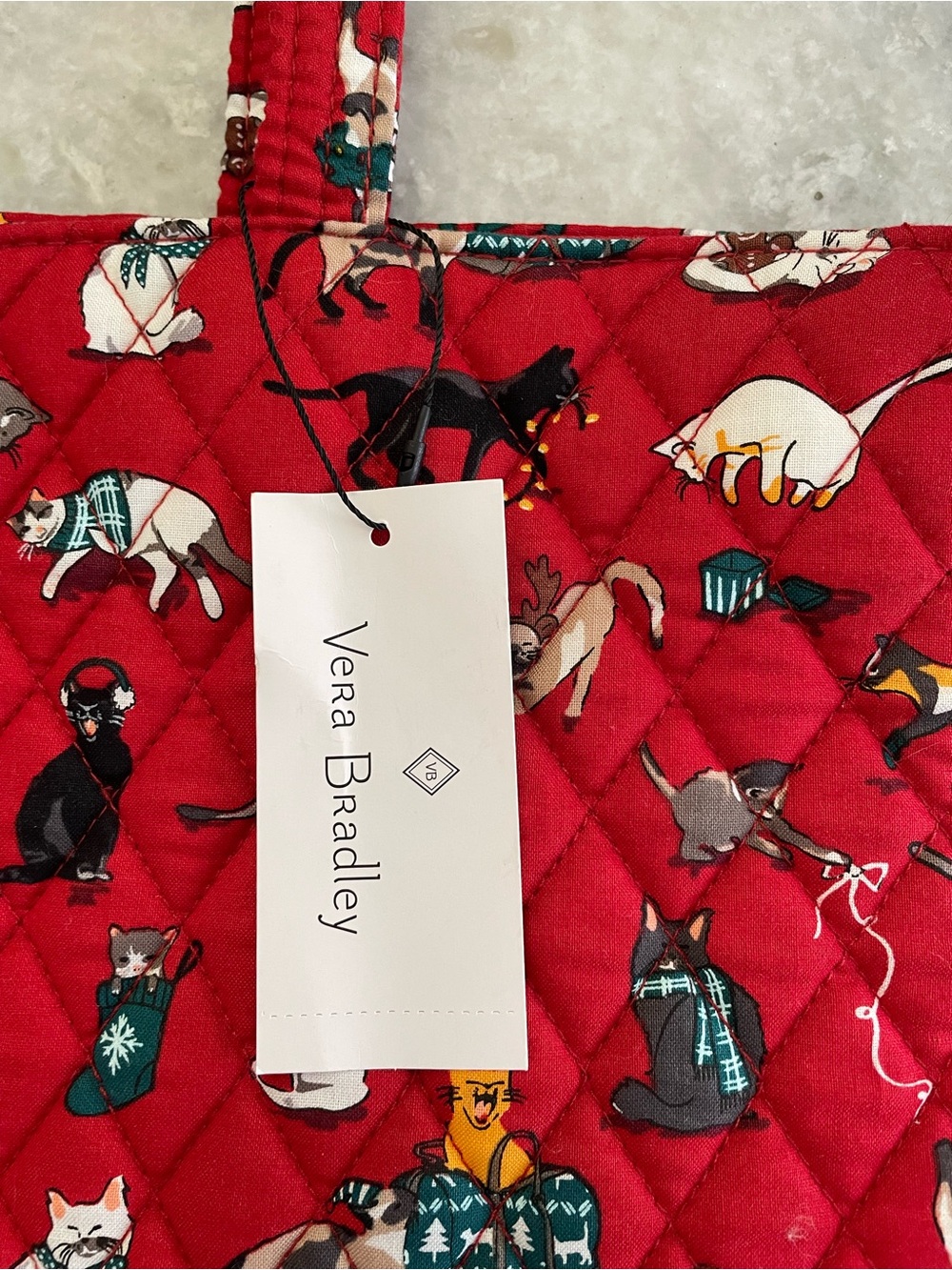 Vera Bradley Holiday Cat Essential Tote - Picture 3 of 10